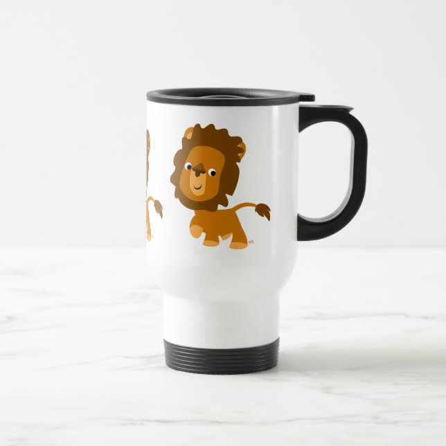Cute Cartoon Content Lion Commuter Mug (Right)