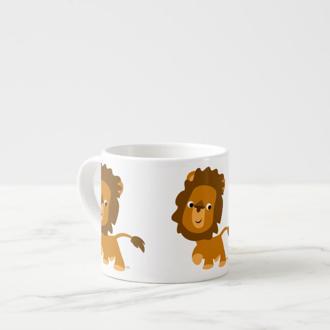 Cute Cartoon Content Lion Espresso Mug (Front Left)