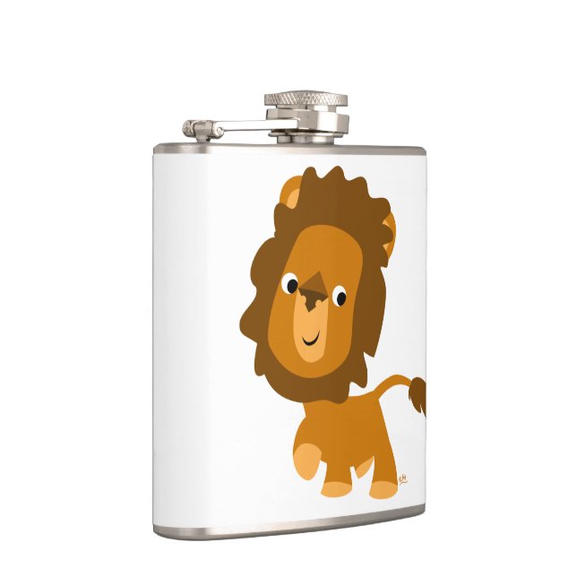 Cute Cartoon Content Lion Hip Flask (Right)