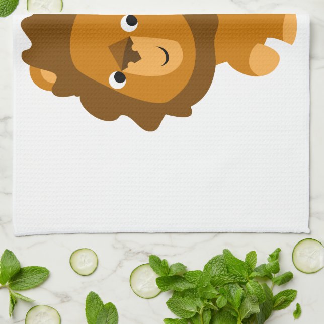 Cute Cartoon Content Lion Kitchen Towel (Folded)