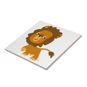 Cute Cartoon Content Lion Tile