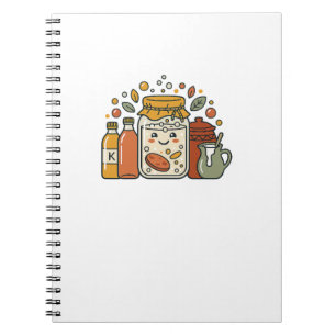 Cute Cartoon Cookie Jar & Hot Sauce Foodie T-Shirt Notebook