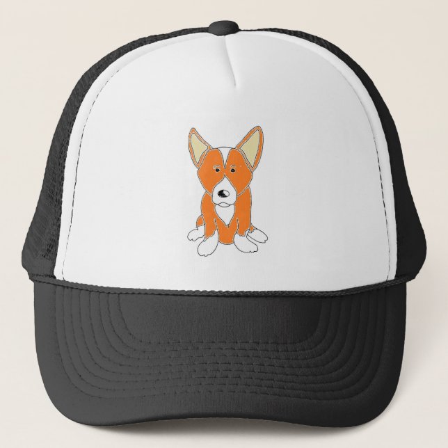 Cute Cartoon Corgi Trucker Hat (Front)