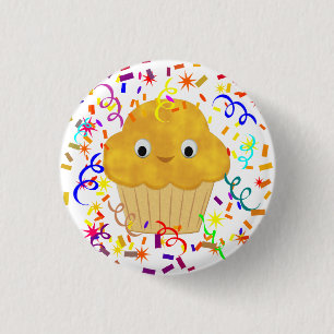 Cute Cartoon Corn Muffin With Confetti  3 Cm Round Badge