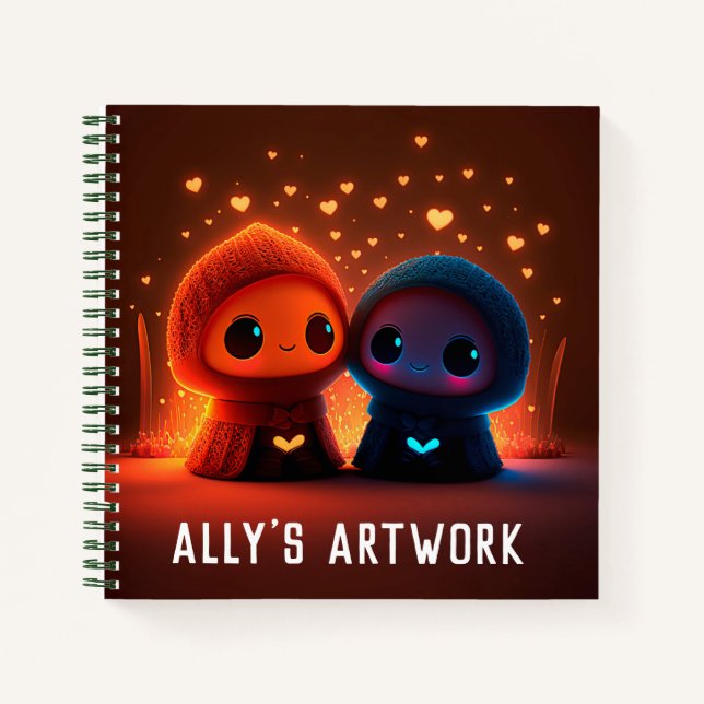 Cute Cartoon Couple Notebook (Front)