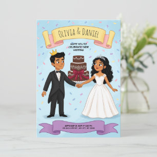 Cute Cartoon Couple Wedding Invitation