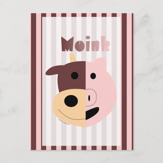 Cute cartoon cow and pig = Moink postcard (Front)