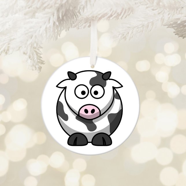 Cute Cartoon Cow Ceramic Tree Decoration (Cute Cow Customizable Ornament)