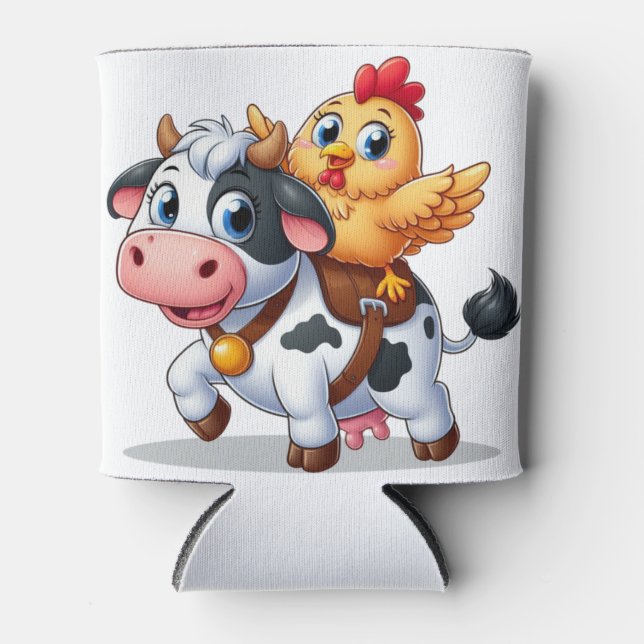 cute cartoon cow/chicken can cooler (Front)