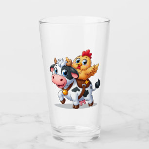 cute cartoon cow/chicken glass