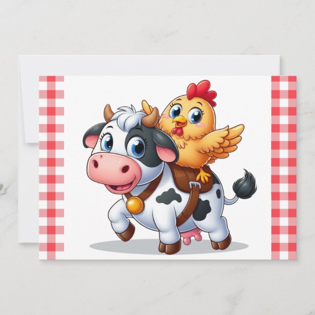 cute cartoon cow/chicken holiday card (Front)