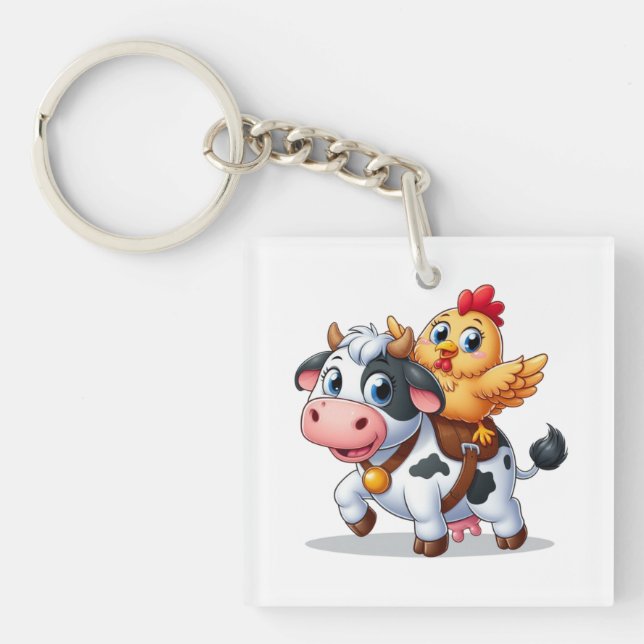 cute cartoon cow/chicken key ring (Front)