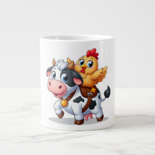 cute cartoon cow/chicken large coffee mug
