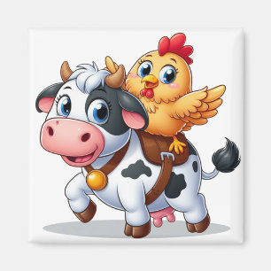 cute cartoon cow/chicken magnet