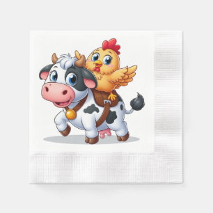 cute cartoon cow/chicken napkin