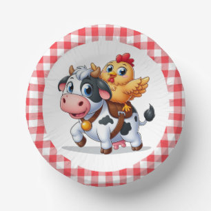 cute cartoon cow/chicken paper plate
