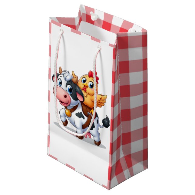 cute cartoon cow/chicken small gift bag (Front Angled)
