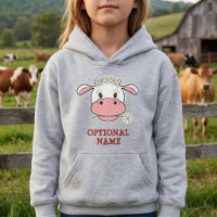 Cute Cartoon Cow | Custom Name Farm Animal Hoodie