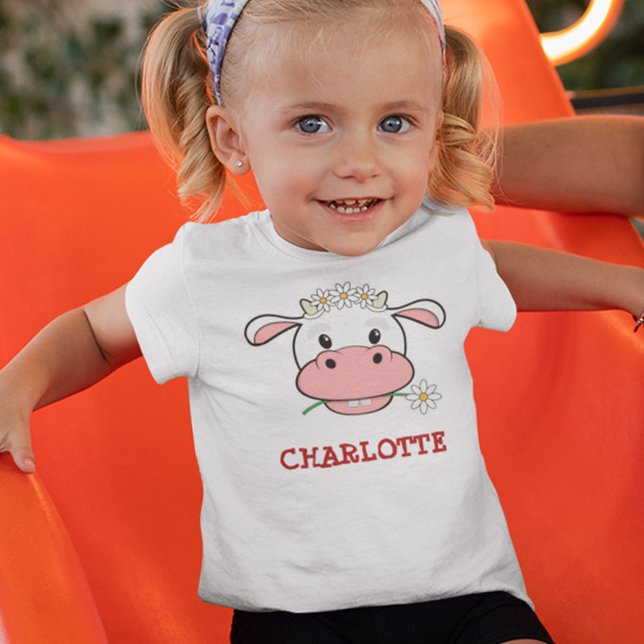 Cute Cartoon Cow | Custom Name Farm Animal T-Shirt (Creator Uploaded)