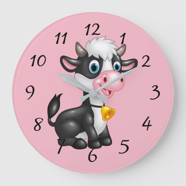 Cute Cartoon Cow Large Clock (Front)