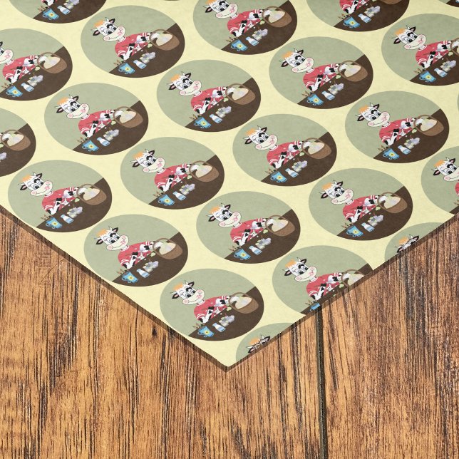 Cute cartoon cow painting Easter eggs pattern Tissue Paper (Creator Uploaded)