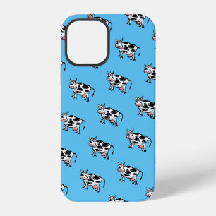 Cute Cartoon Cow Pattern on Blue iPhone 12 Case