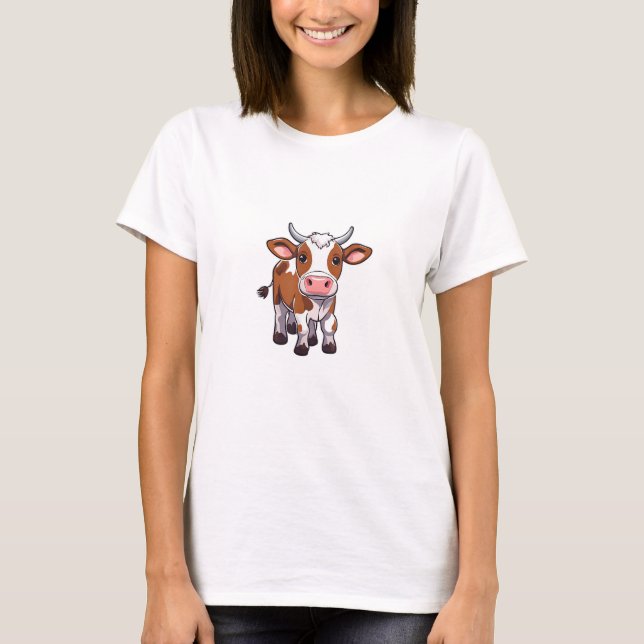 Cute Cartoon Cow  T-Shirt (Front)
