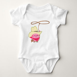 Cute Cartoon Cowboy Pig With Lariat  Baby Bodysuit