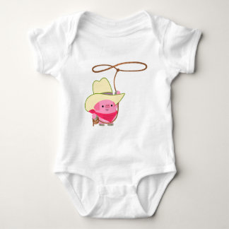Cute Cartoon Cowboy Pig With Lariat  Baby Bodysuit