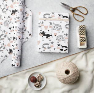 Cute Cartoon Cows Wrapping Paper