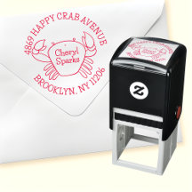 Cute Cartoon Crab Round Return Address