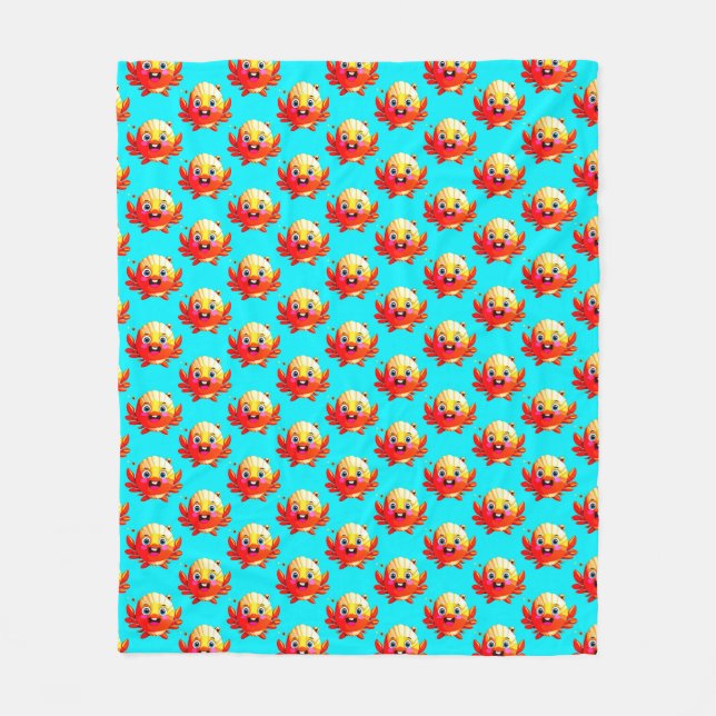 Cute Cartoon Crabs Fleece Blanket (Front)