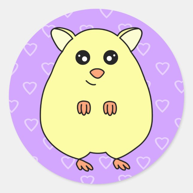 Cute Cartoon Cream Hamster Purple Stickers (Front)