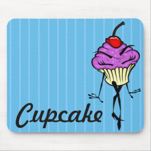 CUTE CARTOON CUPCAKE WOMAN STRIPED MOUSE PAD