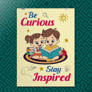 Cute Cartoon Curiosity Inspirational Quote Nursery Poster