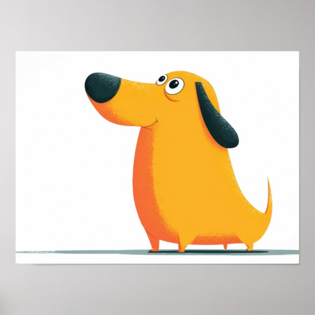Cute Cartoon Dachshund Illustration – Funny Sausag Poster (Front)