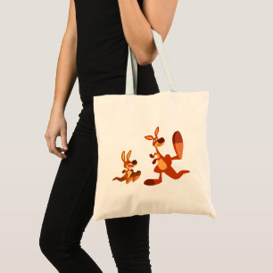 Cute Cartoon Dad Kangaroo And Joey Tote Bag