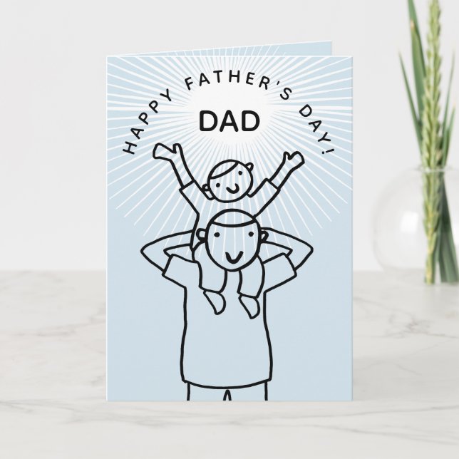 Cute Cartoon Dad with Child Father's Day Card (Front)