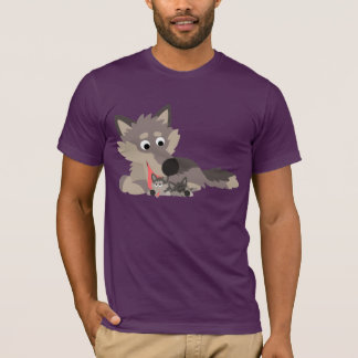 Cute Cartoon Dad Wolf and Pups T-Shirt