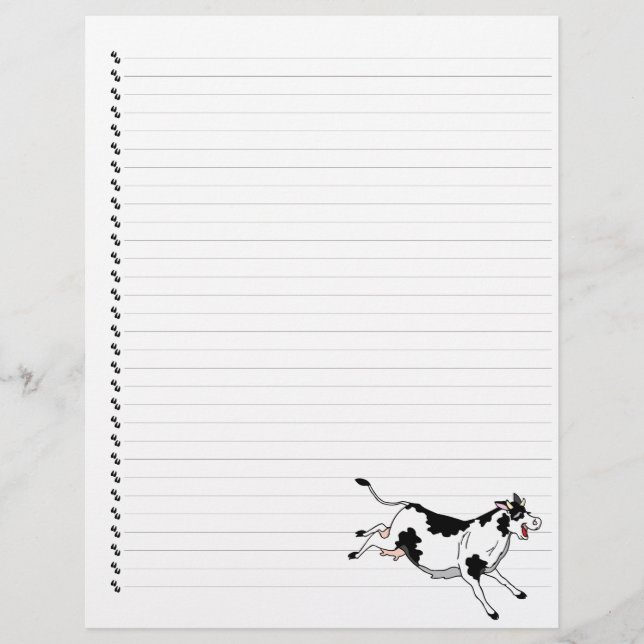 Cute Cartoon Dairy Cow Lined Pet Letterhead (Front)