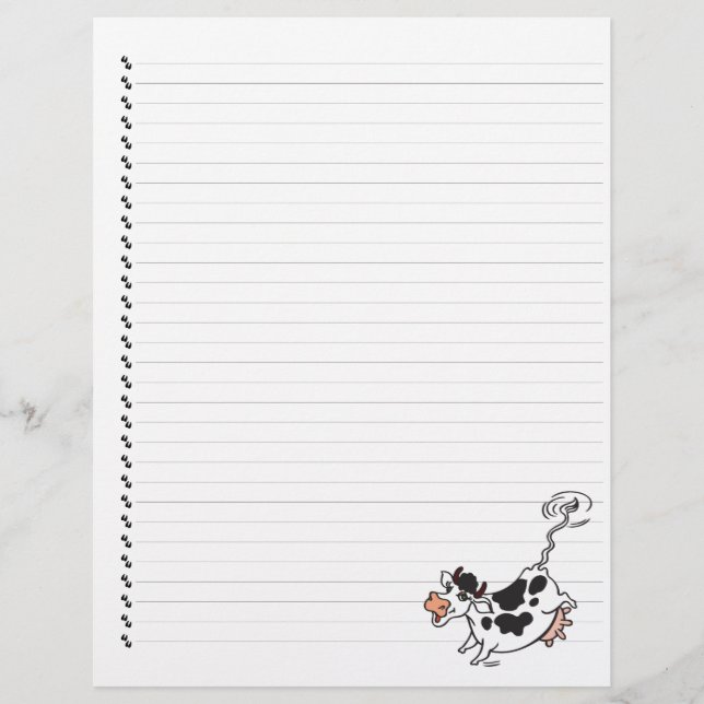 Cute Cartoon Dairy Cow Lined Pet Letterhead (Front)