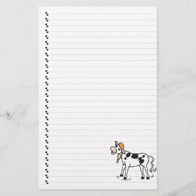 Cute Cartoon Dairy Cow Lined Pet Stationery (Front)