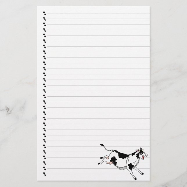 Cute Cartoon Dairy Cow Lined Pet Stationery (Front)