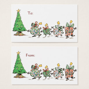 Cute Cartoon Dancing Christmas Presents and Tree