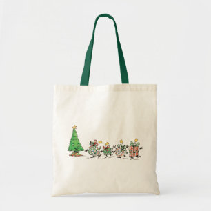 Cute Cartoon Dancing Christmas Presents and Tree Tote Bag