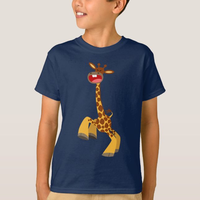 Cute Cartoon Dancing Giraffe Boys' T-Shirts (Front)