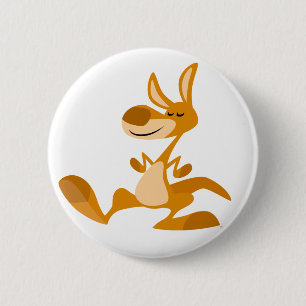 Cute Cartoon Dancing Kangaroo Button Badge