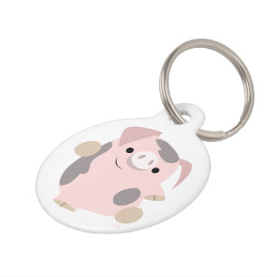 Cute Cartoon Dancing Pig Dog Tag