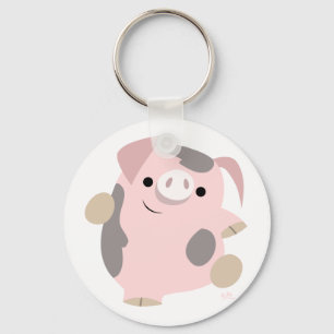 Cute Cartoon Dancing Pig Keychain