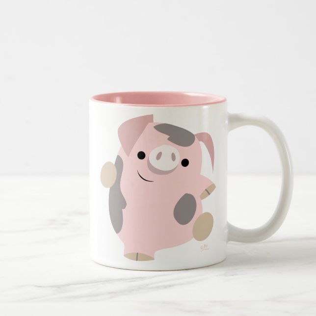 Cute Cartoon Dancing Pig Mug (Right)